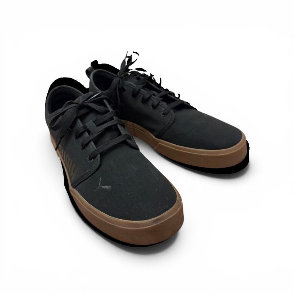 PUMA El Rey Black Skate Sneakers Black Gum Sole Low Top Lace Up Shoes, Men's 13